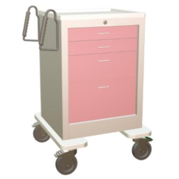 Steel Junior Short Bedside Slim Treatment Cart w/ 4 Drawers & Key Lock