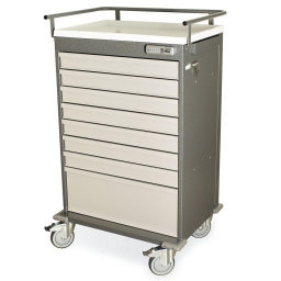 Medication Box Cart w/Pushbutton Lock & Key Lock Override & 8 Drawers