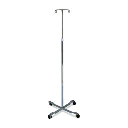 Chrome IV Pole w/ 4-Legs & 2 Hooks