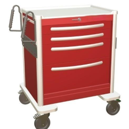 Aluminum Standard Short Emergency Crash Cart w/ 4 Drawers & Lever Lock
