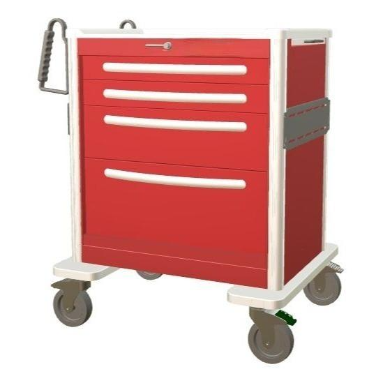 Aluminum Standard Short Emergency Crash Cart w/ 4 Drawers & Lever Lock - Image 2