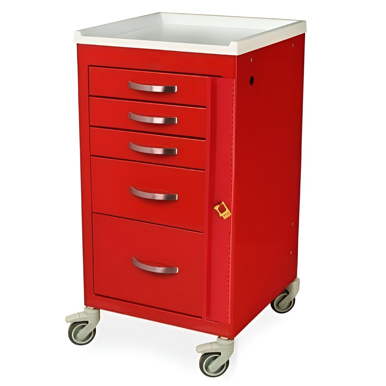 Short Emergency Mini Width Cart w/ Breakaway Lock & 5 Drawers