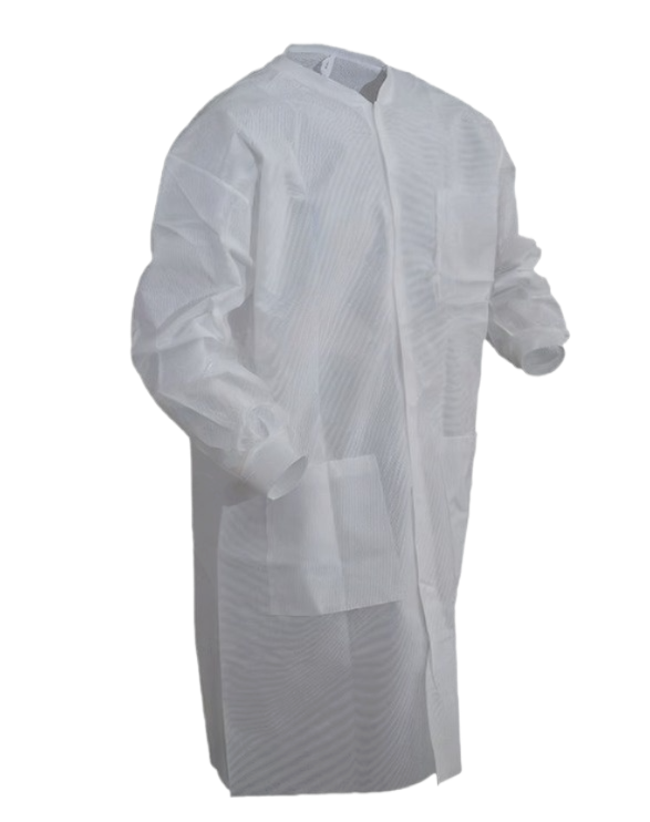 Snap Front Lab Coat Frock w/ 3 Pockets White 30/pc Case