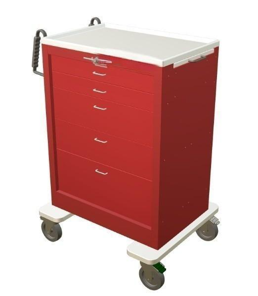 Steel Standard Tall Emergency Crash Cart w/ 5 Drawers & Lever Lock - Image 2