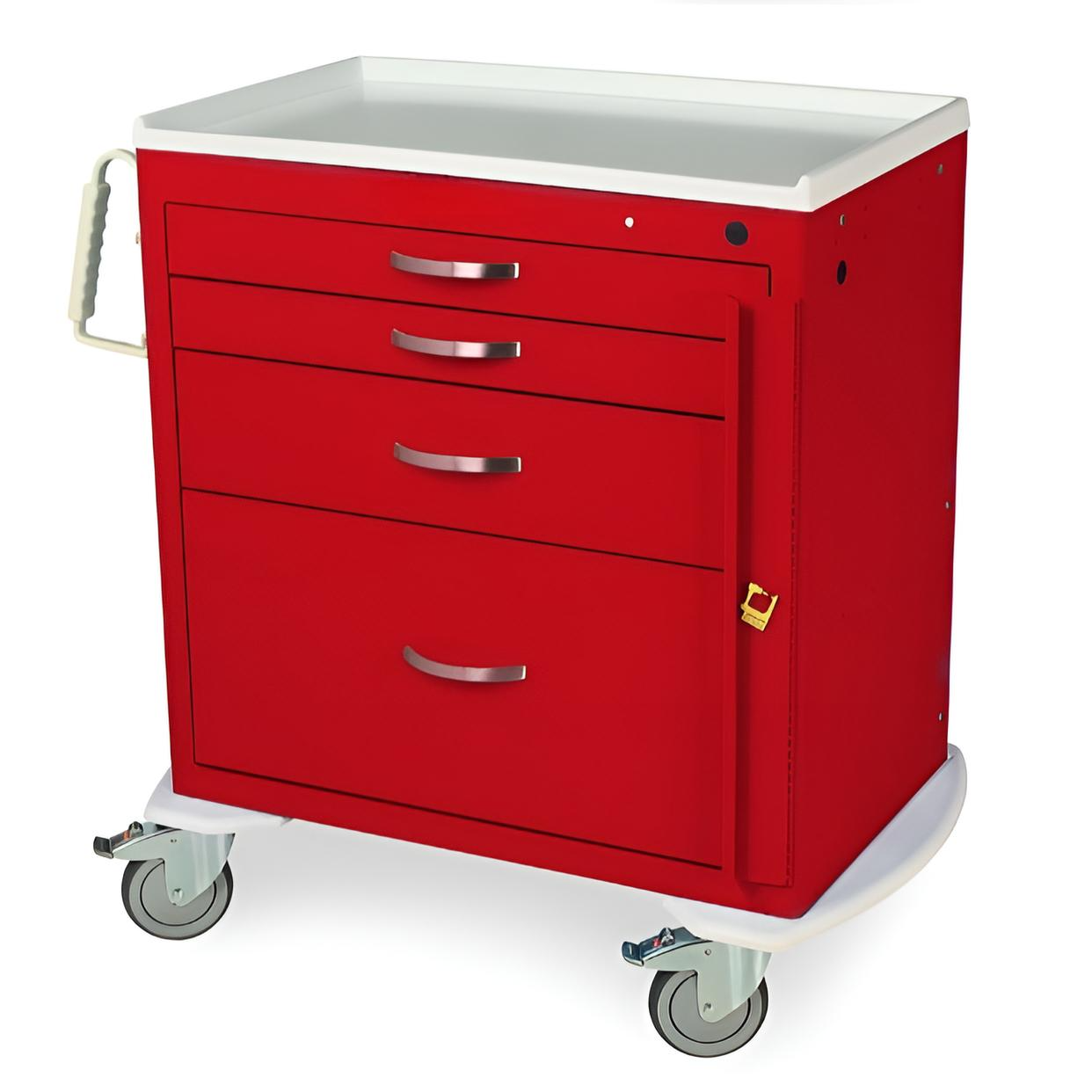 Short EMG STD Width Cart w/ Breakaway Lock & 4 Drawers