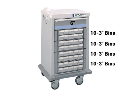 Half Size 40 (3") Bin Medication Cart w/ 1 Drawer & Best Key Lock