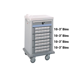 Half Size 40 (3") Bin Medication Cart w/ 1 Drawer & Best Key Lock