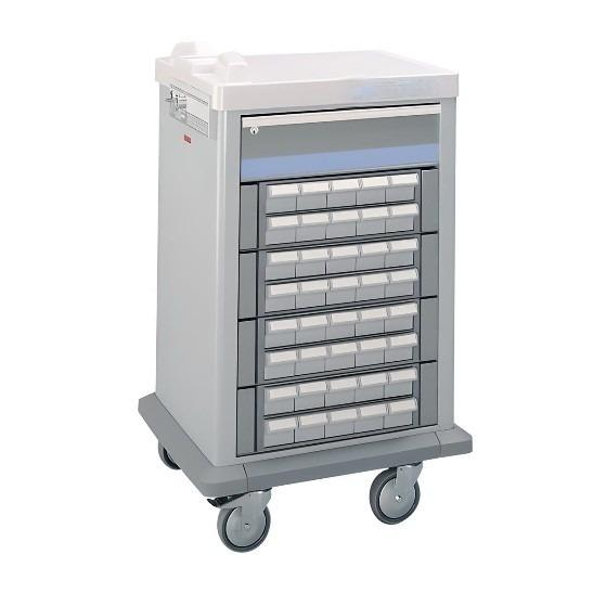 Half Size 40 (3") Bin Medication Cart w/ 1 Drawer & Best Key Lock - Image 2