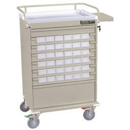 MED Bin Cart w/Electronic Push Lock & 36 - 3.5in Bins & 2 Drawers