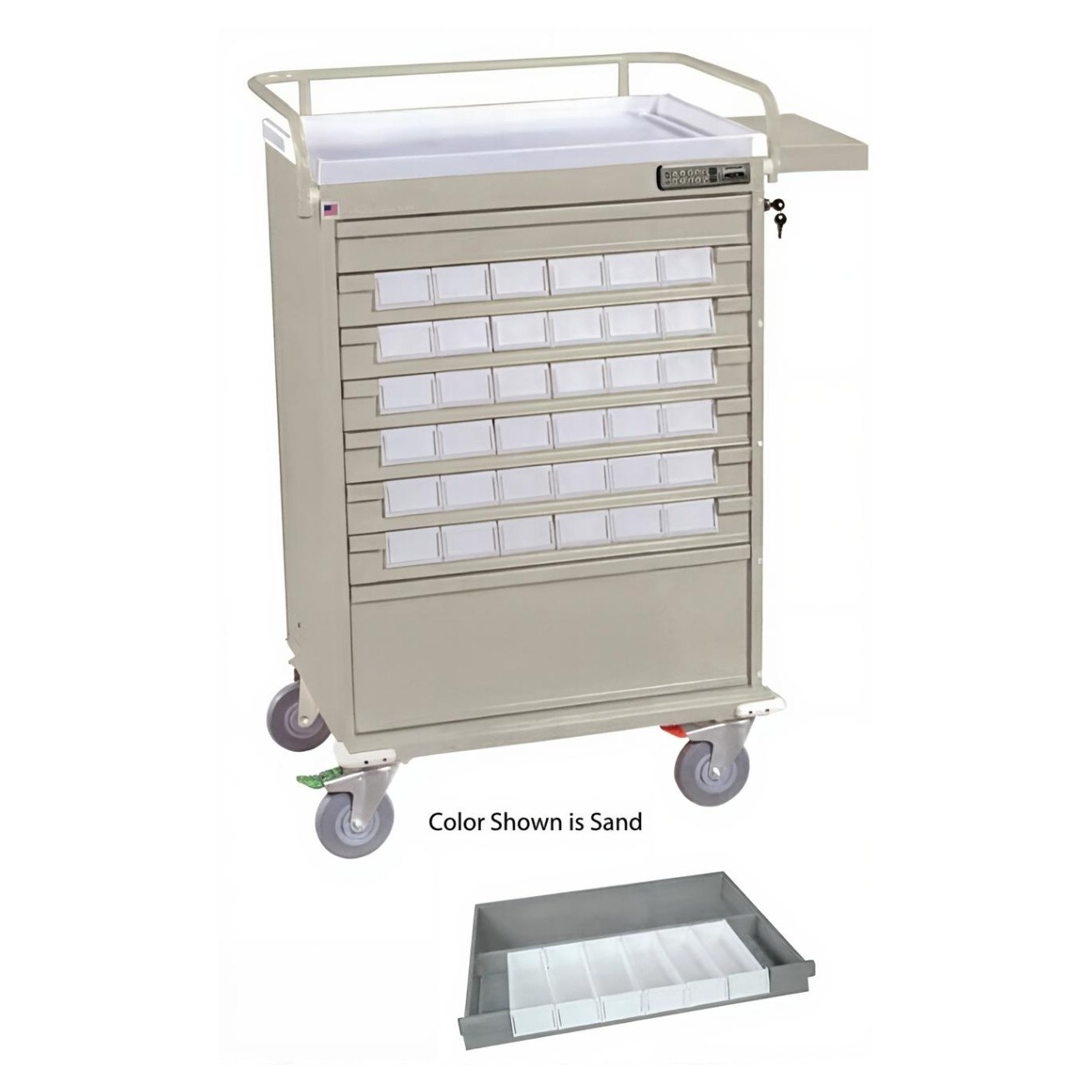 MED Bin Cart w/Electronic Push Lock & 36 - 3.5in Bins & 2 Drawers - Image 3