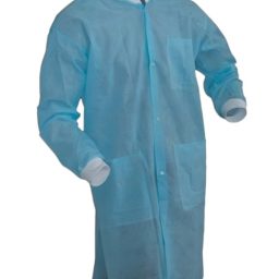 Polypropylene Knit Wrist/Collar Lab Coat w/ 3 Pockets Sky Blue 50/pc Case