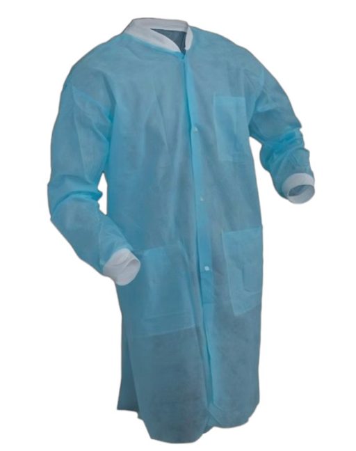 Polypropylene Knit Wrist/Collar Lab Coat w/ 3 Pockets Sky Blue 50/pc Case