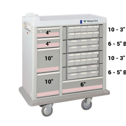 Full Size 32 (12-5" & 20-3") Bin Medication Cart w/ 5 Drawers & Best Key Lock