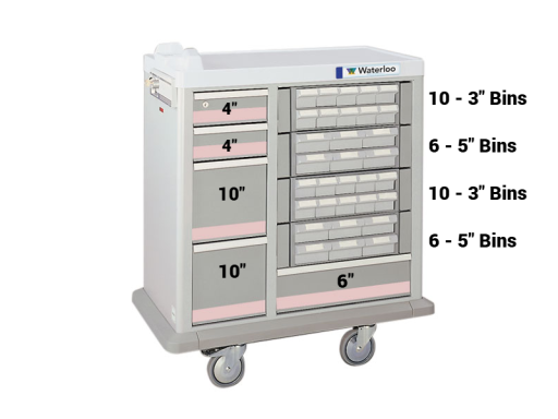 Full Size 32 Bin Medication Cart w/ 5 Drawers & Best Key Lock