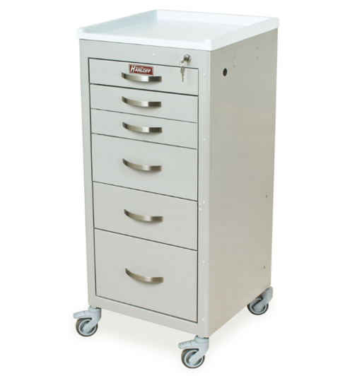 Tall Procedure Cart Mini Width w/ Key Lock & 6 Drawers