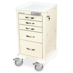 Short Isolation Cart Mini Width w/Key Lock & 5 Drawers
