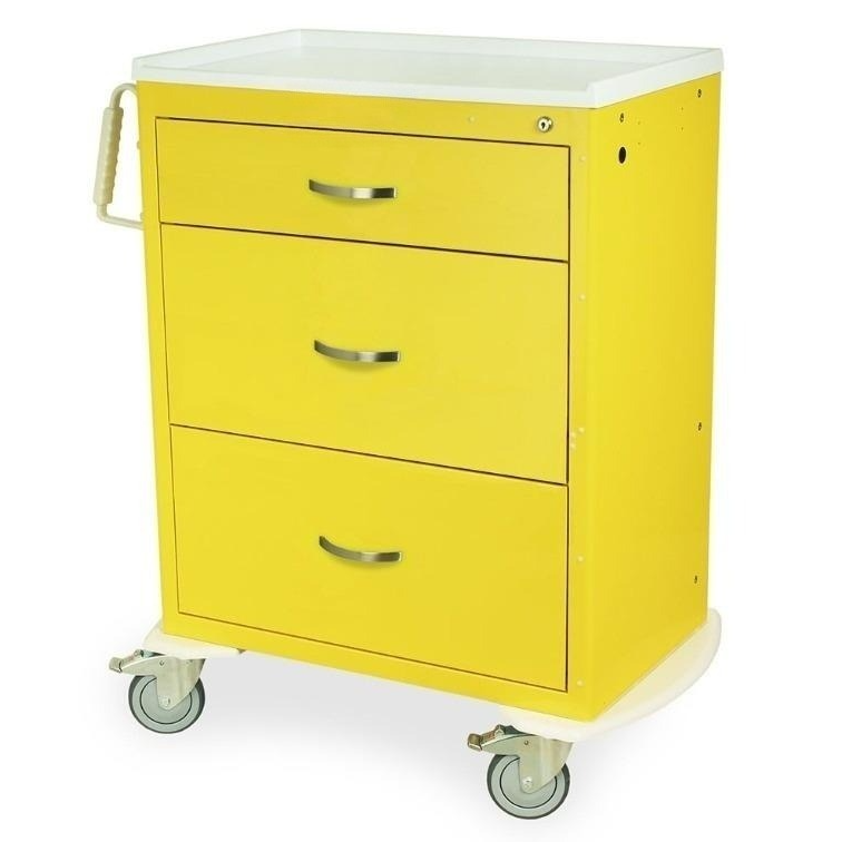 Tall Isolation Cart Standard Width w/Key Lock & 3 Drawers
