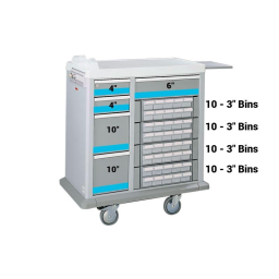 Full Size 40 Bin Medication Cart w/ 5 Drawers & Best Key Lock