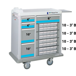 Full Size 40 (3") Bin Medication Cart w/ 5 Drawers & Best Key Lock