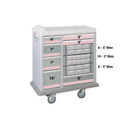 Full Size 22 Bin Medication Cart w/ 7 Drawers & Best Narcotics Lock