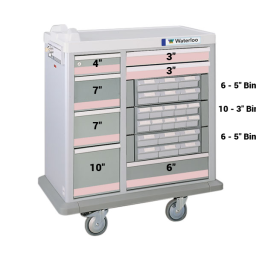 Full Size 22 (12-5" & 10-3") Bin Medication Cart w/ 7 Drawers & Best Narcotics Lock