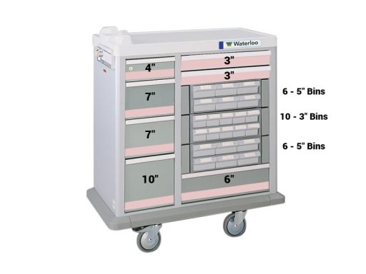 Full Size 22 Bin Medication Cart w/ 7 Drawers & Best Narcotics Lock