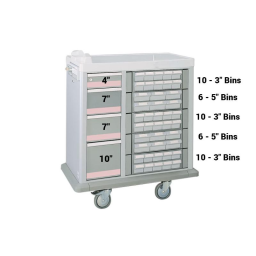 Full Size 42 Bin Medication Cart w/ 4 Drawers & Best Key Lock