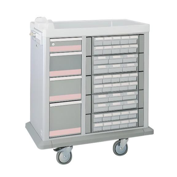 Full Size 42 Bin Medication Cart w/ 4 Drawers & Best Key Lock - Image 2