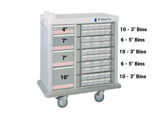 Full Size 42 Bin Medication Cart w/ 4 Drawers & Best Key Lock
