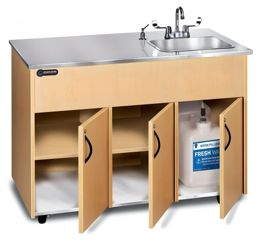 Portable Stainless Steel Countertop & Deep Single Sink Basin w/3 Laminate Cabinets - Image 2