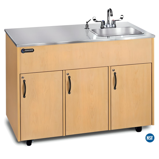 Portable Stainless Steel Countertop & Deep Single Sink Basin w/3 Laminate Cabinets - Image 3