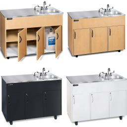 Portable Stainless Steel Countertop & Deep Single Sink Basin w/3 Laminate Cabinets