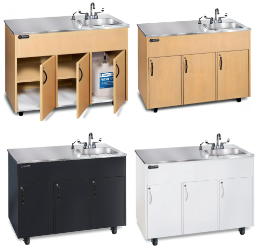 Portable Stainless Steel Countertop & Deep Single Sink Basin w/3 Laminate Cabinets