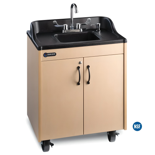 Child Height Portable ABS Countertop, Splashguard & Single Sink Basin w/Laminate Cabinet