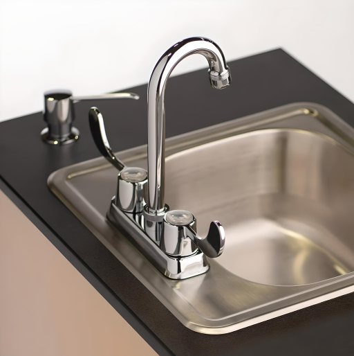 Portable Stainless Steel Single Sink Basin w/Laminate Countertop & Cabinet - Image 3