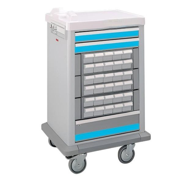 Half Size 30 (3") Bin Medication Cart w/ 3 Drawers & Key Lock - Image 2