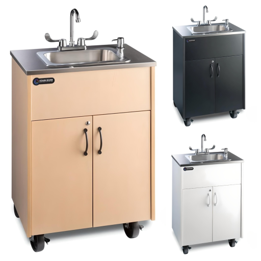 Portable Stainless Steel Countertop & Deep Single Sink Basin w/Laminate Cabinet