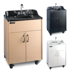 Portable ABS Countertop, Splashguard & Single Sink Basin w/Laminate Cabinet