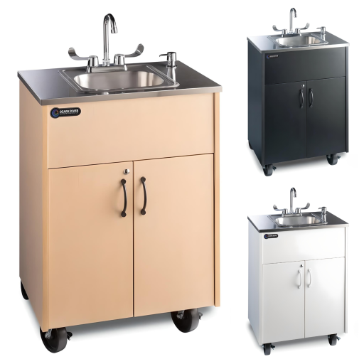 Portable Stainless Steel Countertop & Single Sink Basin w/Laminate Cabinet