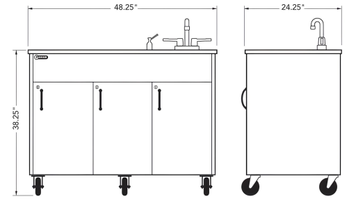 Portable Stainless Steel Countertop & Deep Single Sink Basin w/3 Laminate Cabinets - Image 10