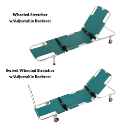 Lightweight Aluminum Easy Fold Wheeled Stretcher w/Adjustable Backrest