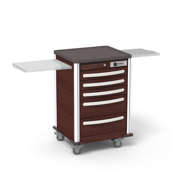 Aluminum Junior Short Bedside Slim Treatment Cart w/ 5 Drawers & Simplex Lock - Image 2