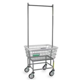 Antimicrobial Laundry Cart w/ Pole Rack