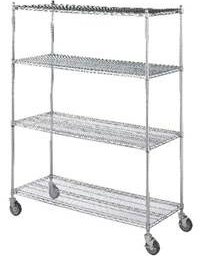 4 Shelf Wire Linen Transport Cart - 18in W