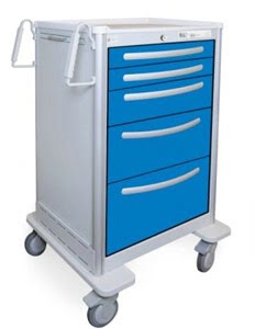 5 Drawer Extra Tall Aluminum Anesthesia Cart