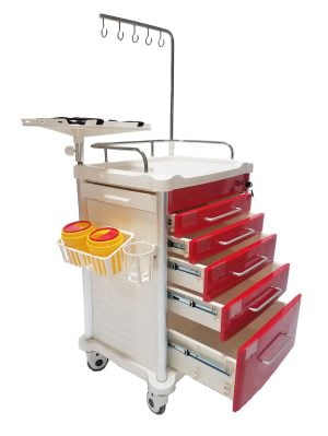5 Drawer Lightweight Crash Cart with Accessory Package