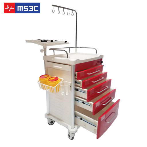 5 Drawer Lightweight Crash Cart w/ Accessory Package - Image 4