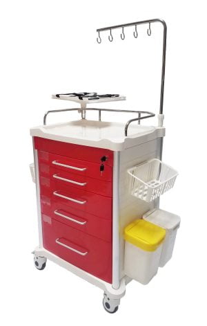 5 Drawer Lightweight Crash Cart with Accessory Package