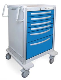 6 Drawer Tall Lightweight Aluminum Anesthesia Cart