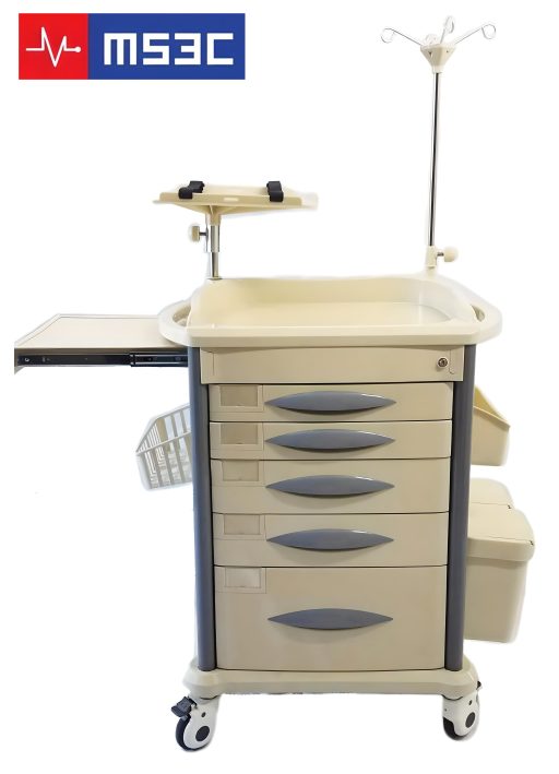 Lite Mobile Emergency Crash Cart w/Accessories Beige & Gray - Image 2